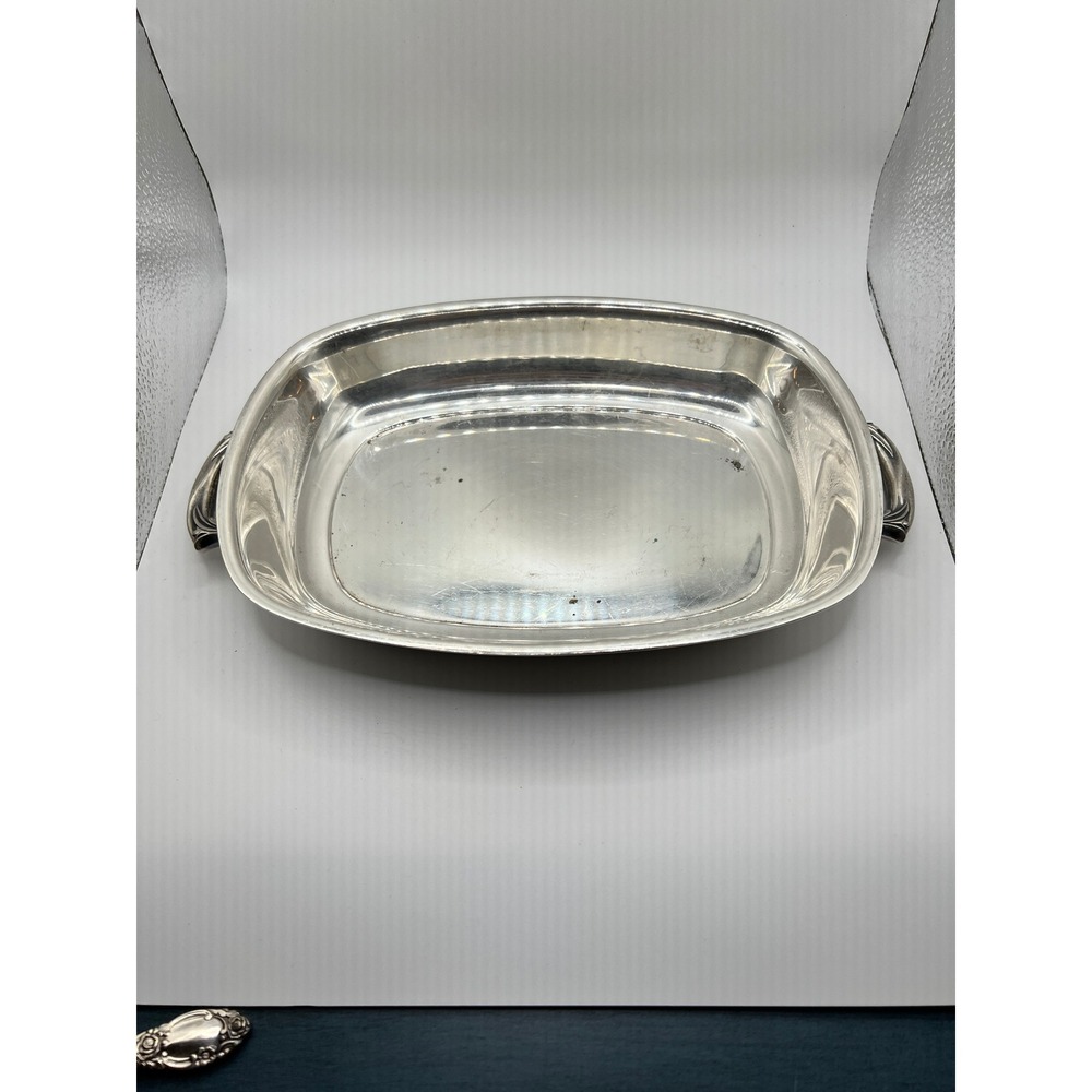 Unbranded Serving Dish Silver Good Silverplated Rectangular Handled
